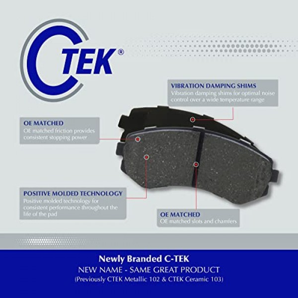 일부 Ford, Jaguar, Mazda, Volvo, Mazda, Saab, Chevrolet, Saturn 및 Jaguar 모델 연도용 Centric 103.10950 C-Tek 디스크 브레이크 패드 세트