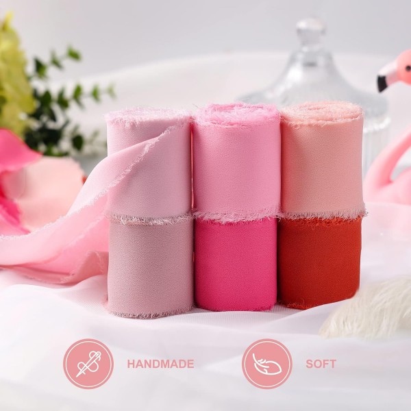 Waylipun 3 롤 5cm x 6.4M 선물 리본 활 리본 결혼식 축제 리본 쉬폰 리본 장식 리본 선물 포장 부케 청첩장 DIY 공예 (흰색)