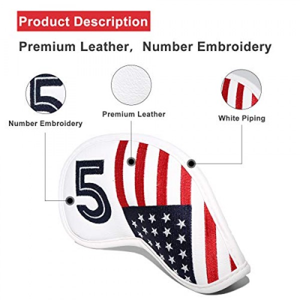골프 아이언 헤드 커버 세트 아이언 헤드 커버 웨지 커버 골프 아이언 클럽 커버 PXG0311에 대한 미국 미국 국기