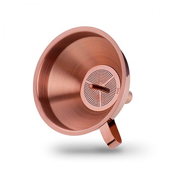 탈착식 필터가 있는 Buyer Star 2PCS 깔때기, 18/8(304)스테인레스 스틸, 식품 등급 금속 주방 깔때기(로즈 골드)