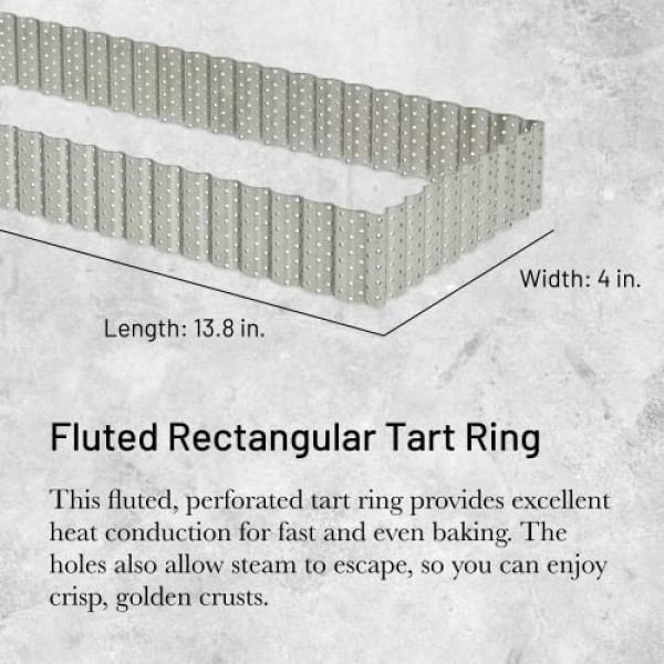 de Buyer 천공 홈이 있는 직사각형 타르트 링 - 아름답게 바삭바삭한 타르트를 굽는 데 적합 - 사용하기 쉽고 깨끗함 - 프랑스산