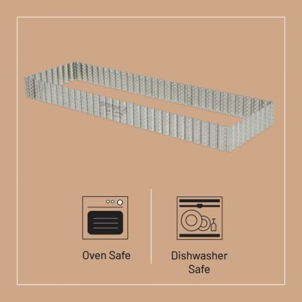 de Buyer 천공 홈이 있는 직사각형 타르트 링 - 아름답게 바삭바삭한 타르트를 굽는 데 적합 - 사용하기 쉽고 깨끗함 - 프랑스산