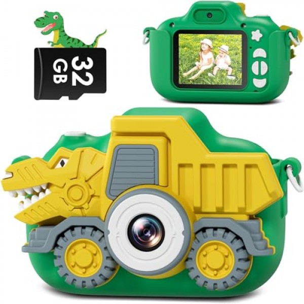 소년 소녀를위한 어린이 카메라 유아 어린이 3-8 세 크리스마스 생일 선물 장난감 Selfie 디지털 듀얼 카메라 32GB 카드