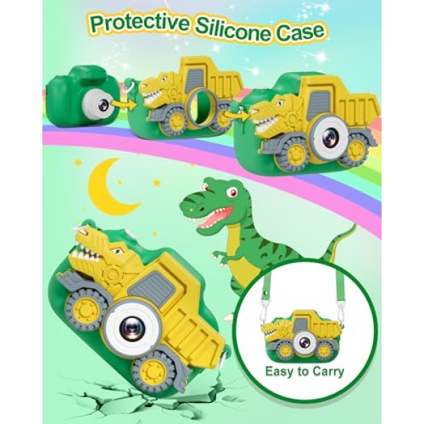 소년 소녀를위한 어린이 카메라 유아 어린이 3-8 세 크리스마스 생일 선물 장난감 Selfie 디지털 듀얼 카메라 32GB 카드