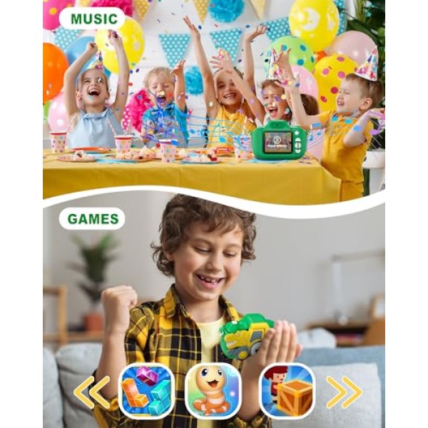 소년 소녀를위한 어린이 카메라 유아 어린이 3-8 세 크리스마스 생일 선물 장난감 Selfie 디지털 듀얼 카메라 32GB 카드