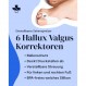 YogaMedic Hallux Valgus toe spreader 6x 퍼짐과 스트레칭을 위한 조절 가능한 젤 부목 - 건막류 교정 지원 - 조절 가능한 퍼짐 효과가 있는 실리콘 쿠션 - 0% BPA 여성, 남성
