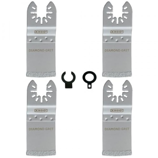 XXGO 4 Pcs 그라우트 제거용 진동 멀티 도구 다이아몬드 블레이드 진동 도구 플러시 커팅 타일 Bosch Dremel Fein Makita Milwaukee Ridgid Ryobi XG3304D와 호환되는 벽돌 다이아몬드 블