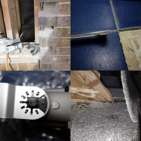 XXGO 4 Pcs 그라우트 제거용 진동 멀티 도구 다이아몬드 블레이드 진동 도구 플러시 커팅 타일 Bosch Dremel Fein Makita Milwaukee Ridgid Ryobi XG3304D와 호환되는 벽돌 다이아몬드 블