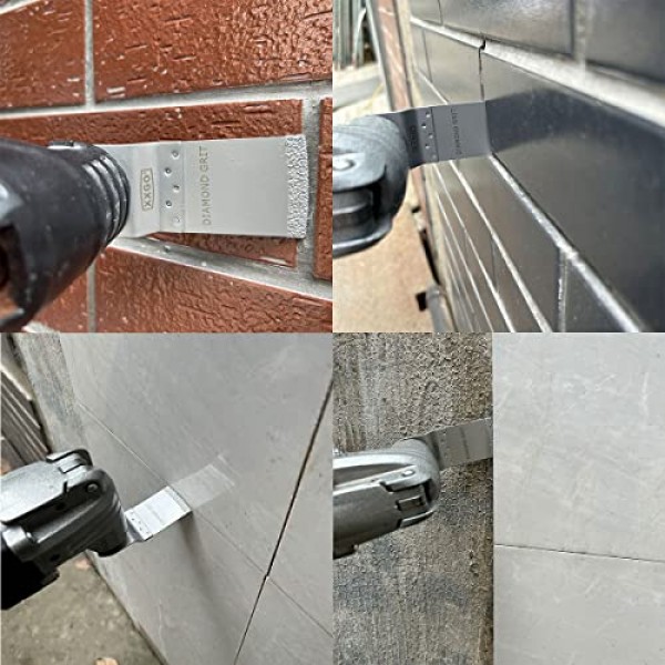 XXGO 4 Pcs 그라우트 제거용 진동 멀티 도구 다이아몬드 블레이드 진동 도구 플러시 커팅 타일 Bosch Dremel Fein Makita Milwaukee Ridgid Ryobi XG3304D와 호환되는 벽돌 다이아몬드 블