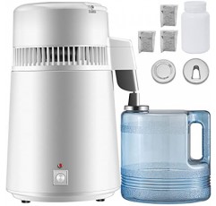Mophorn 순수 증류기 750W, 정수기 필터 핸들 1.1 Gal /4L로 완전히 업그레이드됨, BPA 프리 컨테이너, 가정용으로 적합, 흰색