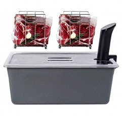 뚜껑이 있는 대형 수비드 용기 26쿼트, 수비드 랙 2개 및 절연 슬리브 | 네오프렌은 열을 유지 | Anova, Anova Nano, Joule, Instant Pot, Sous Vide Cookers(26QT)와 호환 가능