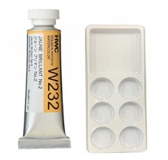 홀베인 아티스트 수채화 15ml 튜브(Jaune Brillant No.2) W232 페인트 트레이 팔레트 3개 포함