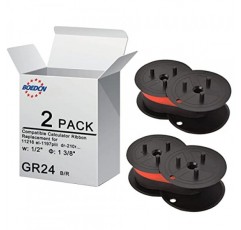 Porelon 11216 범용 트윈 스풀 계산기 리본 범용 GR24br용 2팩 교체 Sharp el-1197piii Nukote BR80c Casio fr-2650tm 기계 리본 추가 범용(검정색/빨간색)과 호환 가능