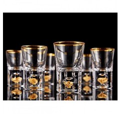 DUJUST 샷 잔(1.5온스), 24K 금박 조각으로 장식된 크리스탈 샷 잔 세트, 멋지고 귀여운 샷 컵, BPA 무함유 및 납 무함유, 장식 및 컬렉션에 적합, 선물 선택 - 6개