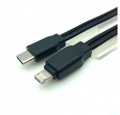 Mentiz 프리미엄 USB 유형 C-Lightning/Micro-B Super 2 in 1 콤보 USB 충전 케이블(통합 Coilink 시스템(4피트/1.2m, Urban Blue) 및 완전 양방향 마이크로 USB 커넥터 포함)