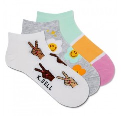 K. Bell 여성용 재미있는 대화 스타터 로우컷 양말-3켤레-시원하고 귀여운 노블티 선물