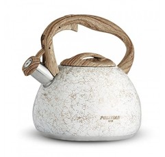 POLIVIAR 차 주전자, 철 회색 차 주전자 쿡탑, 2.7쿼트 시끄러운 휘파람 커피 및 찻주전자, 뜨거운 손잡이 및 녹슬지 않는 식품 등급 스테인레스 스틸, 모든 열원에 적합(JX