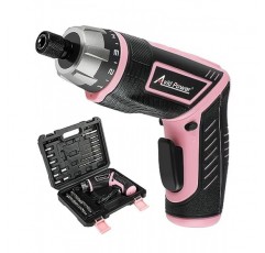 AVID POWER 핑크 전기 무선 드라이버 세트 여성용 충전식 4V 전원 드라이버 키트 도구, 44개 액세서리, 5.65Nm 나사건, 5+1 토크 설정, LED 조명이 있는 2위치 핸들