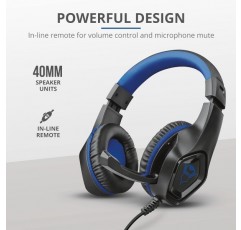 PS4 및 PS5용 Trust Gaming Headset GXT 404B - Playstation 4 및 5용 유연한 탈착식 마이크 및 조절식 헤드밴드가 있는 Rana 유선 게임용 헤드폰 - 파란색, 23309