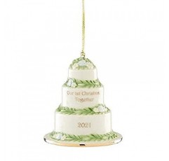 레녹스 2021 함께한 첫 크리스마스 케이크 장식품, 0.35 LB, 아이보리