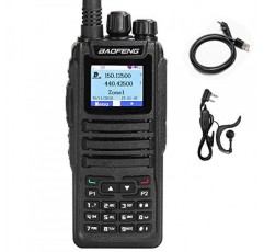 Baofeng DM-1701 듀얼 밴드 듀얼 타임 슬롯 DMR/아날로그 양방향 라디오, 3,000 채널 아마추어 라디오/무료 프로그래밍 케이블, 충전기 및 PTT 이어폰