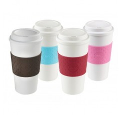 Copco Acadia 재사용 가능한 머그, 16온스 용량 4팩(핑크, 하늘색, 갈색, 빨간색)