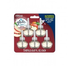 Glade 플러그인은 가정 및 욕실용 공기 청정제, 향 및 에센셜 오일 리필, Apple Cinnamon, 3.35 Fl Oz, 5개입