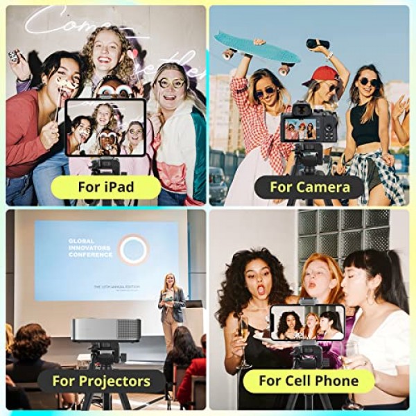 Sensyne 64인치 카메라 삼각대 스탠드, 무선 리모컨이 포함된 다용도 휴대폰 및 iPad 삼각대, 셀카/비디오 녹화/사진/라이브 스트림/Vlog용 2-in-1 휴대폰 홀더