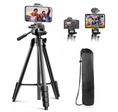Sensyne 64인치 카메라 삼각대 스탠드, 무선 리모컨이 포함된 다용도 휴대폰 및 iPad 삼각대, 셀카/비디오 녹화/사진/라이브 스트림/Vlog용 2-in-1 휴대폰 홀더