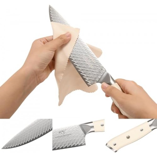 NANFANG BROTHERS 주방 칼 세트, 19 조각 다마스커스 강철 스테이크 칼 세트, VG10 전문 요리사 칼 세트, 블록, 칼 숫돌 및 주방 가위