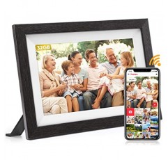 FUMAT 디지털 액자 WiFi, 10.1인치 전자 액자, 32GB 메모리, Frameo 앱을 통한 사진 및 비디오의 손쉬운 공유, 자동 회전