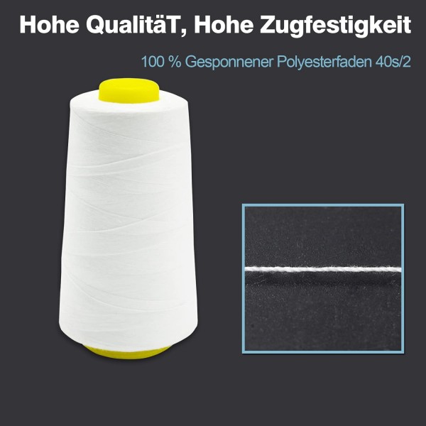 재봉사 오버록 실 100% 폴리에스터 블랙 재봉사 세트 재봉사 실 미싱 4호용 재봉사 찢어지지 않는 재봉틀 실 재봉실 오버록 실 40/2 각 2745m, 총 11000m