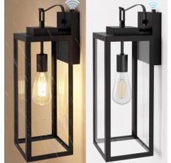 DORESshop 18인치 대형 황혼 새벽 야외 벽 조명, 매트 블랙 방수 녹슬지 않는 야외 조명기구 현관, 차고, 출입구, 2팩용 투명 유리 그늘이 있는 벽 마운트