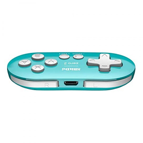 8Bitdo Zero 2 스위치용 미니 블루투스 게임패드 Windows Android MacOS Steam Raspberry Pi(청록색)