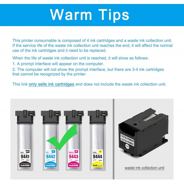 전문 버전 LCL 호환 잉크 카트리지 T9441 C13T944140 (2 검정) Epson Workforce Pro WF-C5210 WF-C5290 WF-C5710 WF-C5790 WF-C5790DWF 교체