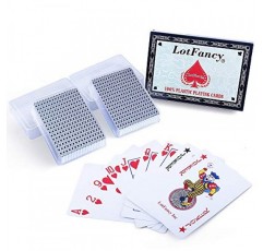 LotFancy 카드 놀이, 100% 플라스틱, 방수 - 플라스틱 케이스가 포함된 카드 2덱, 포커 크기 표준 인덱스, 마술 소품용, 풀 비치 워터 카드 게임