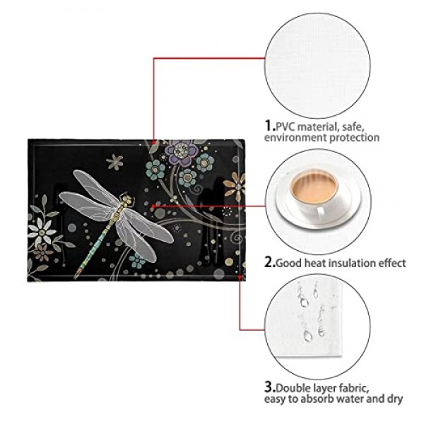 BIGCARJOB 잠자리 Placemats 6 개 꽃 잠자리 코튼 린넨 장소 매트 세트 농가 계절 홈 장식 주방 저녁 식사 테이블 파티