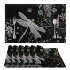 BIGCARJOB 잠자리 Placemats 6 개 꽃 잠자리 코튼 린넨 장소 매트 세트 농가 계절 홈 장식 주방 저녁 식사 테이블 파티