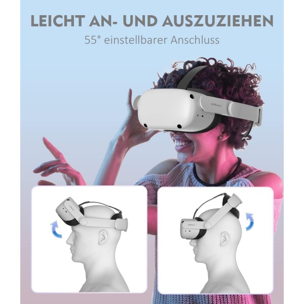 Quest 2용 Hevanto 업데이트된 헤드 스트랩, Quest 2용 조정 가능한 Elite 스트랩, Meta VR White의 게임 및 피트니스를 위한 가볍고 편안한 액세서리