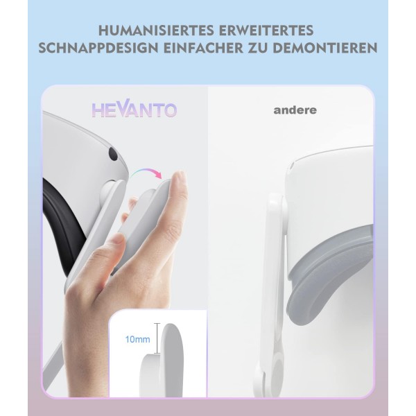 Quest 2용 Hevanto 업데이트된 헤드 스트랩, Quest 2용 조정 가능한 Elite 스트랩, Meta VR White의 게임 및 피트니스를 위한 가볍고 편안한 액세서리