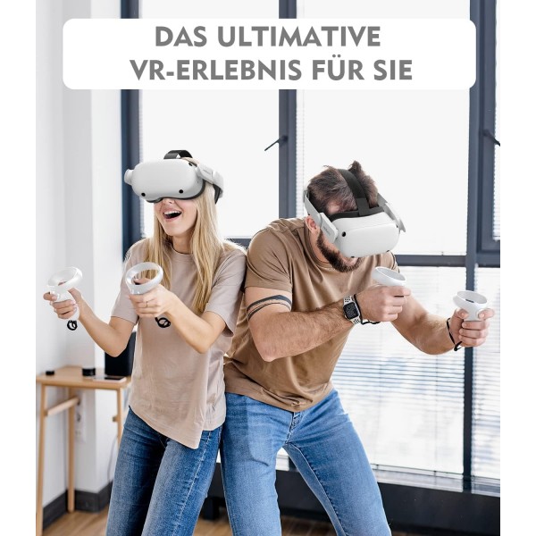 Quest 2용 Hevanto 업데이트된 헤드 스트랩, Quest 2용 조정 가능한 Elite 스트랩, Meta VR White의 게임 및 피트니스를 위한 가볍고 편안한 액세서리