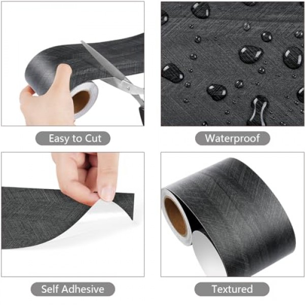 YENHOME 거울 프레임 테두리 검은색 나무 껍질과 스틱 벽지 테두리 3 X236 거울 테두리 껍질과 스틱 트림 거울용 나뭇결 테이프 바닥 문 책상 목재 게시판 테두리 롤