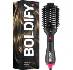 BOLDIFY 프로페셔널 블로우 드라이 브러시 - 부드럽고 빛나는 컬, 웨이브 또는 스트레이트너용 - BoarCraft™ 숯 주입 헤어 드라이어 브러시(Volumtech™, 곱슬 방지 고급 이온
