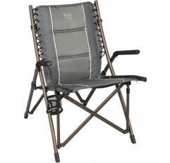 TIMBER RIDGE 헤비 듀티 접이식 패딩 팔걸이 컵 홀더 해변, 낚시, 잔디밭용 접이식 야외 라운지 의자, 300lbs 지원, 회색