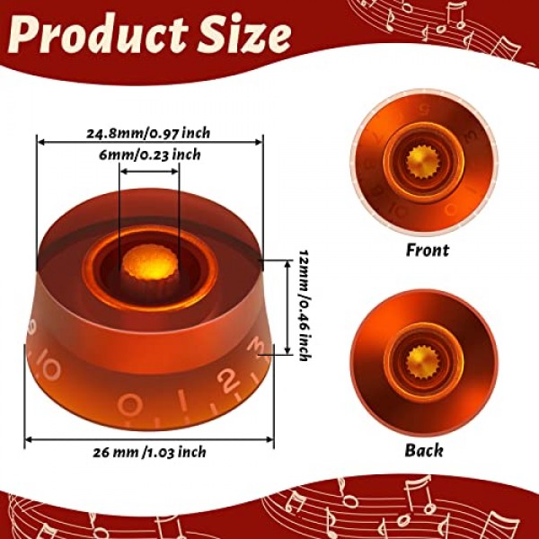 Nuanchu 20 조각 일렉트릭 기타 손잡이 탑 햇 볼륨 톤 조절 손잡이 기타 손잡이 속도 조절 손잡이 기타베이스 악기 부품 교체 용 빈티지 페달 조절 손잡이, 5 색