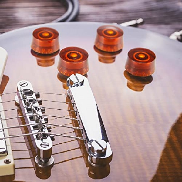 Nuanchu 20 조각 일렉트릭 기타 손잡이 탑 햇 볼륨 톤 조절 손잡이 기타 손잡이 속도 조절 손잡이 기타베이스 악기 부품 교체 용 빈티지 페달 조절 손잡이, 5 색