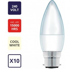 Maxim LED 양초 총검 캡(쿨 화이트) - 3watt(25watt)(팩 10), 25MLCBCCW5X10 팩 1 - 10개 카운트 전구 쿨 화이트