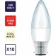 Maxim LED 양초 총검 캡(쿨 화이트) - 3watt(25watt)(팩 10), 25MLCBCCW5X10 팩 1 - 10개 카운트 전구 쿨 화이트