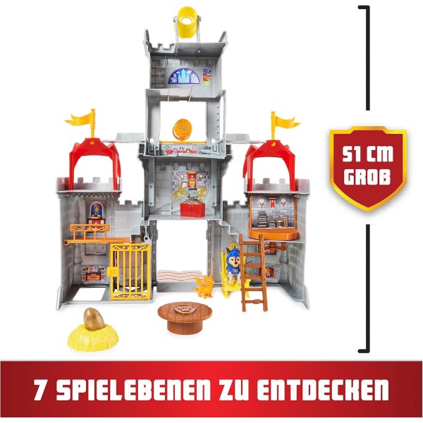 Paw Patrol, Rescue Knights Knight's Castle Headquarters, 추격전이 포함된 11피스 플레이 세트, 미니 드래곤 및 다양한 액세서리, 3세 이상 어린이용 장난감