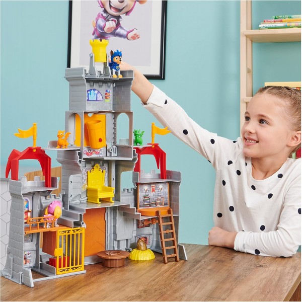 Paw Patrol, Rescue Knights Knight's Castle Headquarters, 추격전이 포함된 11피스 플레이 세트, 미니 드래곤 및 다양한 액세서리, 3세 이상 어린이용 장난감